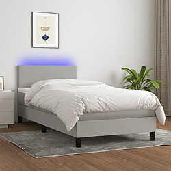 Sommier à lattes et LED,Cadre à lattes de lit avec matelas pour Adulte Gris clair 80x200cm -MN12453