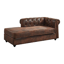 Avis Vente-Unique Méridienne gauche chesterfield en microfibre aspect cuir vieilli SHIREL