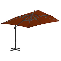 Helloshop26 Parasol déporté avec mât en aluminium 300 x 300 cm terre cuite 02_0008508