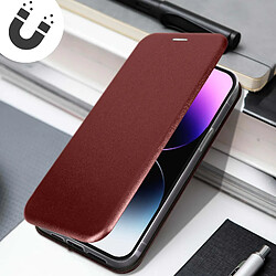 Acheter Avizar Housse iPhone 14 Pro Clapet Porte-carte Support vidéo Finition Satinée bordeaux