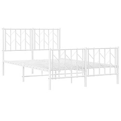 Acheter Maison Chic Cadre/structure de lit métal et tête de lit + pied de lit pour adulte - Lit Moderne Chambre blanc 120x190cm -MN14000