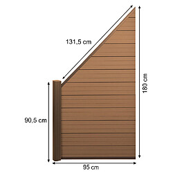 Acheter Mendler Pare-vue WPC Sarthe, clôture coupe-vent, poteaux alu ~ élément d'extension oblique gauche, 0,95m teck