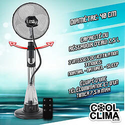 Cool Clima Ventilateur Brumisateur sur pied oscillant 70 W