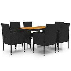 Maison Chic Mobilier à dîner 7 pcs de jardin - Ensemble table et chaises d'extérieur - Salon/Mobilier de jardin classique Résine tressée Noir -MN34668