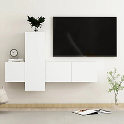 vidaXL Ensemble de meubles TV 3 pcs Blanc Bois d'ingénierie