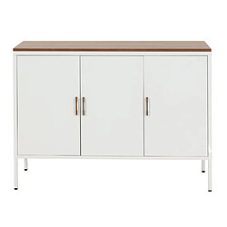 Avis Mendler Commode HWC-L84, Armoire Buffet, 3 portes métal 90x120x40cm, mélaminé ~ blanc