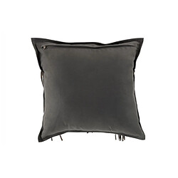 Dansmamaison Coussin Franges Carre Cuir Gris