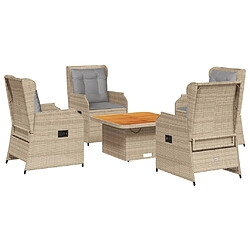 vidaXL Salon de jardin avec coussins 5 pcs beige résine tressée