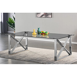 Acheter Vivenla Table de salle à manger design plateau en miroir avec piètement en acier inoxydable poli collection COSTA L. 200 x P. 100 x H. 75 cm