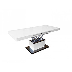 Acheter Inside 75 Table basse relevable extensible SETUP blanc brillant socle acier brossé