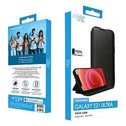 My Way Myway Étui Folio pour Samsung Galaxy S21 Ultra Fonction Stand Noir