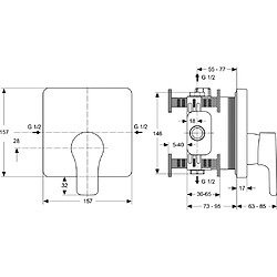 Ideal Standard - Mitigeur douche sans inverseur avec boîte à encastrer Easy Box chromé - Attitude