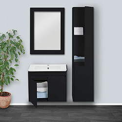 Avis Mendler Ensemble pour salle de bain HWC-L86, lavabo miroir mural armoire suspendue lavabo, certifié MVG revêtement mélaminé ~ noir