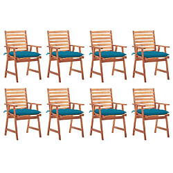 vidaXL Chaises à manger d'extérieur lot de 8 et coussins Acacia massif