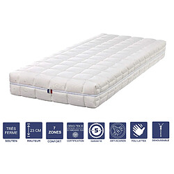 Literie Julien Lot de 2 Matelas Mémoire de Forme 70x190 x 23 cm Très Ferme + 2 Oreillers Visco - Déhoussable Housse Lavable - 7 Zones de Confort - Noyau Poli Lattex HR Dernière Génération - Très Respirant