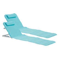 Lot de 2 tapis de plage Cellorigo avec dossier inclinable 160 x 49 cm turquoise [en.casa]