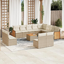 Maison Chic Salon de jardin avec coussins 13 pcs | Ensemble de Table et chaises | Mobilier d'Extérieur beige résine tressée -GKD81932