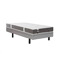 Vente-Unique Lit électrique de relaxation déco + matelas 100% latex 3 zones - 80 x 200 cm - Tissu - Gris - PANISOLA de DREAMEA