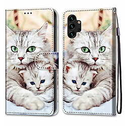 Etui en PU avec support B05 chat tient son chaton pour votre Samsung Galaxy A13 4G