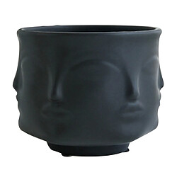 Pot De Fleur En Céramique De Style Nordique Visage Humain à Motifs Vase à Fleurs Noir