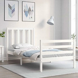 Maison Chic Cadre/structure de lit avec tête de lit pour adulte - Lit Moderne Chambre blanc simple bois massif -MN50080