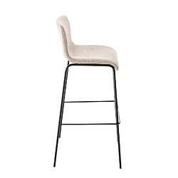 Avis Decoshop26 Tabouret de bar x1 design moderne empilable assise en tissu crème et 4 pieds métal noir 10_0004954