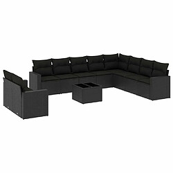 Maison Chic Salon de jardin 11 pcs avec coussins | Ensemble de Table et chaises | Mobilier d'Extérieur noir résine tressée -GKD12130