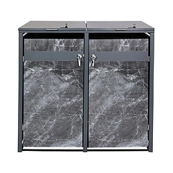 Acheter Decoshop26 Abris poubelles vérouillable en deux compartiments métal aspect marbre anthracite foncé 04_0006997