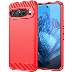 Htdmobiles Coque pour Google Pixel 9 et 9 Pro 5G - housse etui silicone gel carbone + verre trempe - ROUGE