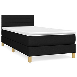 vidaXL Sommier à lattes de lit avec matelas Noir 100x200 cm Tissu