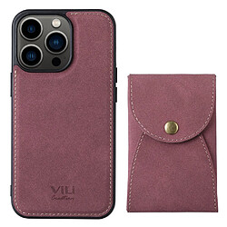 Coque en TPU + PU VILI détachable 2-en-1, magnétique avec porte-carte rouge vin pour iPhone 13 Pro 6.1 pouces