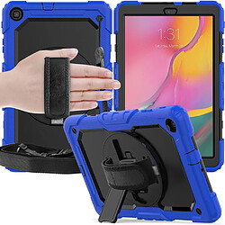 Acheter Coque en TPU + Silicone avec béquille et sangle bleu foncé/noir pour votre Samsung Galaxy Tab A 10.1 (2019) SM-T510/T515