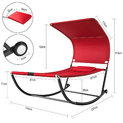 SoBuy OGS44-R Transat de Jardin Transat à Bascule avec Pare-Soleil et 2 roulettes Chaise Longue