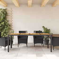 Avis Maison Chic Table de jardin | Table d'extérieur et dessus en bois d'acacia noir résine tressée -GKD46340