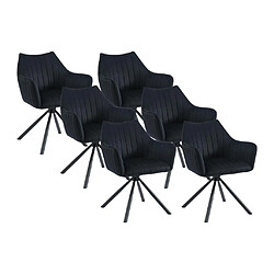 Vente-Unique Lot de 6 chaises avec accoudoirs en velours et métal - Noir - IZIALI