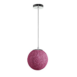 STOEX Rétro Suspension Luminaire en Rotin Globe Rond 20cm, Lustre Abat-jour DIY Lampe Plafond E27 pour Salon Restaurant Centre commercial Bar - Violet