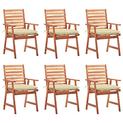 Maison Chic Lot de 6 Chaises à dîner de jardin avec coussins,Fauteuil/Chaises à manger d'extérieur Acacia massif -MN53836