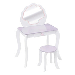 Pegane Ensemble de coiffeuse et tabouret enfant en bois coloris blanc