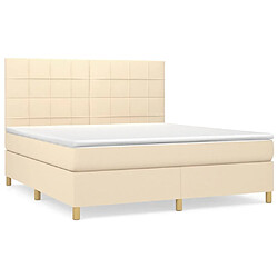 vidaXL Sommier à lattes de lit avec matelas Crème 160x200 cm Tissu