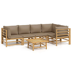 Maison Chic Salon de jardin 6 pcs + coussins - Mobilier/Meubles de jardin - Table et chaises d'extérieur taupe bambou -MN89471