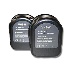 vhbw 2x Batteries compatible avec Dewalt DW981KD-2, DW981KF-2, DW981KQ outil électrique (3000mAh NiMH 12 V)