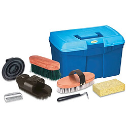 Kerbl Boîte de toilettage pour chevaux avec 7 accessoires Bleu 321775