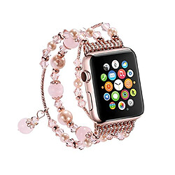 YP Select Bracelet de montre, remplacement de bracelet en pierre naturelle en fausse perle pour Apple Watch Series 3/2/1 rose 38mm