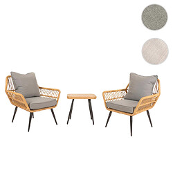 Mendler Poly-Rattan Ensemble HWC-N34, Balcon Set Garniture de jardin Chaise Table d'appoint ~ gris foncé