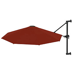 vidaXL Parasol mural avec mât en métal 300 cm Terre cuite