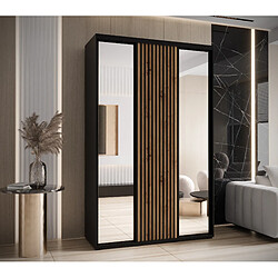 Abiks Meble Armoire LANKO 2 À Portes Coulissantes 235,2/150/45 3 Portes (Noir/Artisan)