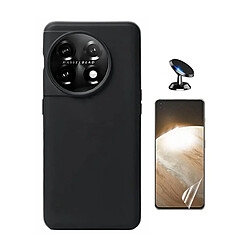 Kit De Film Hydrogel À Coque Complète Avant + Coque En Silicone Liquide + Support Magnétique Phonecare Pour OnePlus 11 - Noir