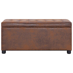 vidaXL Pouf de rangement 87,5 cm Marron Similicuir daim