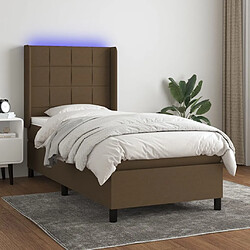 Sommier à lattes et matelas LED,Cadre à lattes de lit pour Adulte Marron foncé 90x200cm Tissu -MN57898