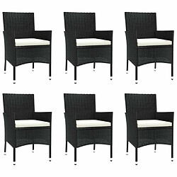 Acheter Salle à dîner de jardin 7 pcs,Table et chaise à manger Noir Résine tressée -MN36225